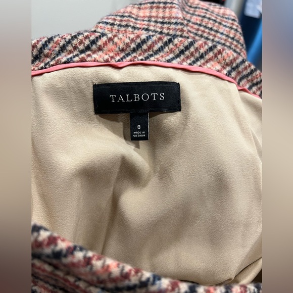 Talbots Plaid Check Wool Blend Skirt Size 8 Red Beige Mini A Line Lined Career - Picture 4 of 7